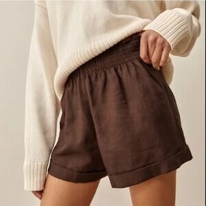 Reformation 100% Linen Brown Shorts Sz. Small